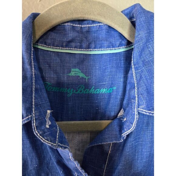 Tommy Bahama Women's Sea Glass Breezer Blue Sleeveless Button DownShirt Size XS - Picture 6 of 7